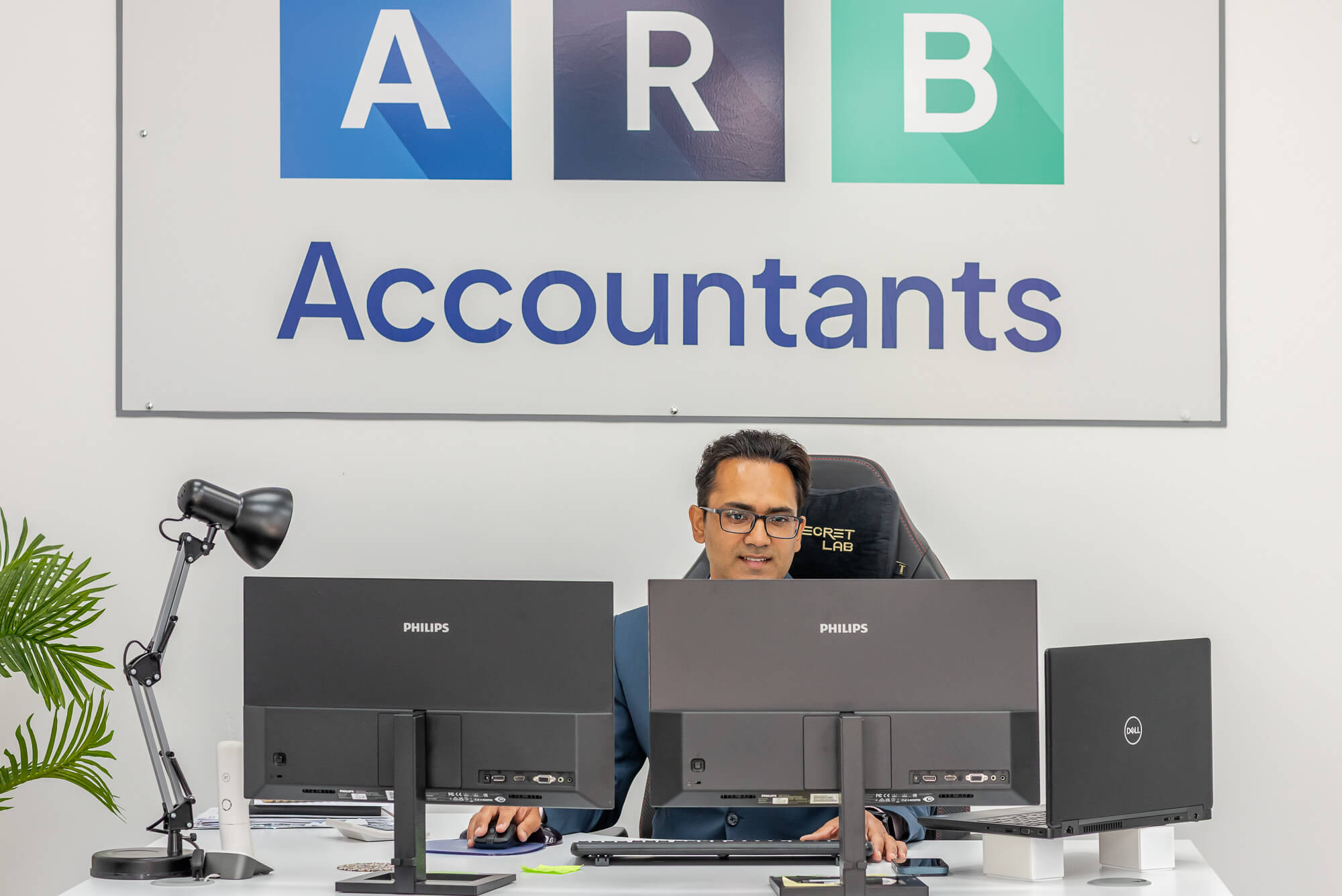 Saurabh Bedi, director of ARB Accountants, working at his desk